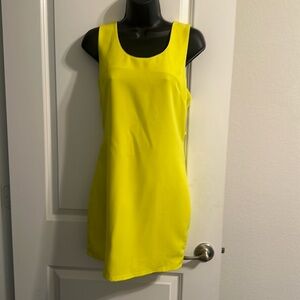 Neon yellow mini dress